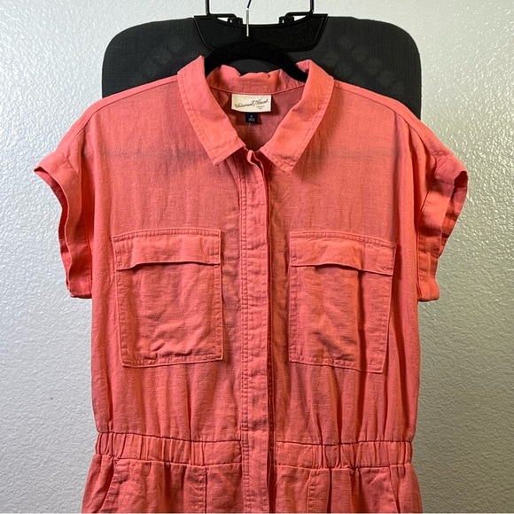 Universal Thread Coral Linen Blend Romper Size 8 - Picture 2 of 9